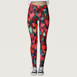Valentine’s Day Leggings – Romantic Heart Pattern 