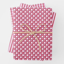 Valentine’s Day Red Pink Hearts Stripes Pattern 
