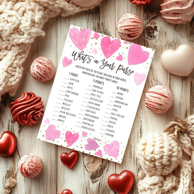 Valentine what on your purse baby shower game card (Criador carregado)