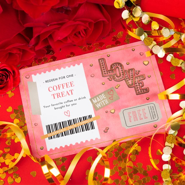 Valentine's Day Coffee Treat Love Couples Coupon (Criador carregado)
