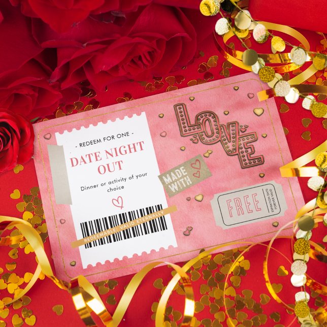 Valentine's Day Date Night Out Love Couples Coupon (Criador carregado)