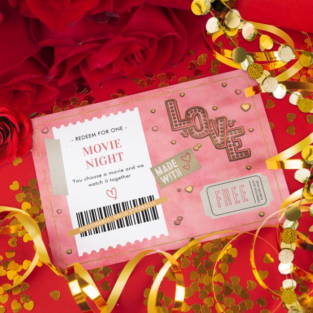 Valentine's Day Movie Night Love Couples Coupon (Criador carregado)