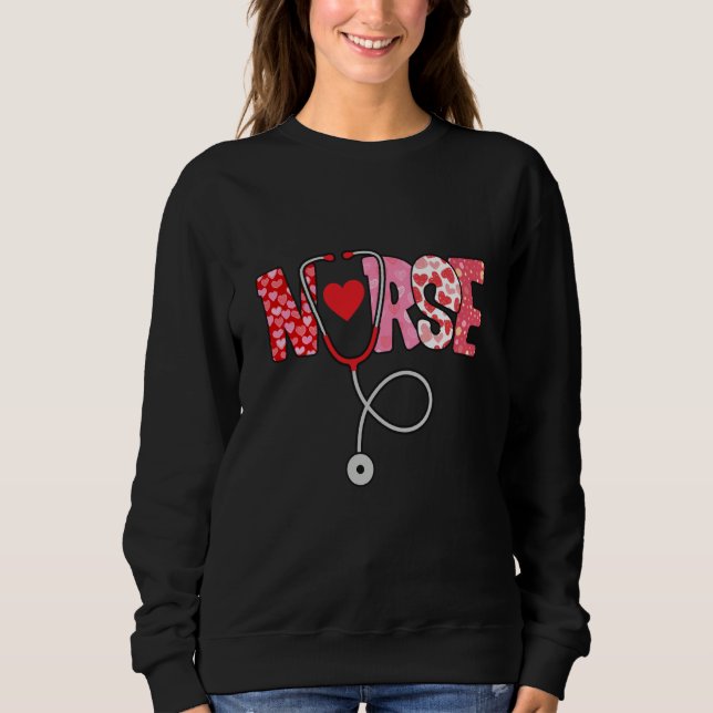 Valentines Day Nurse Heart Nursing Scrub Top RN Wo (Frente)