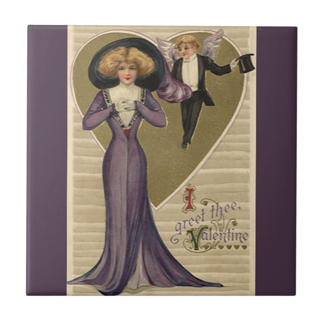 Valentine's Day Vitoriano Antigo, Senhora de Roxo (Frente)