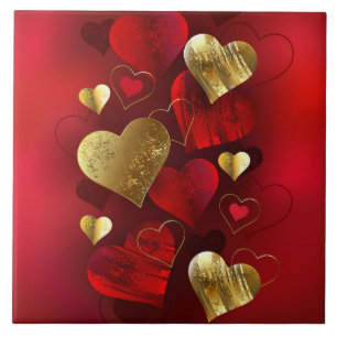 Valentines dourados e vermelhos