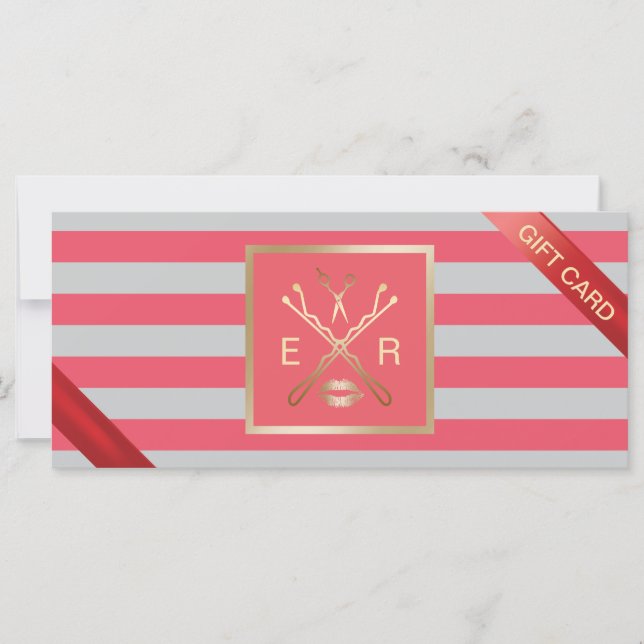 Vales-presentes | Salão de Bela Cinza Coral Modern (Frente)