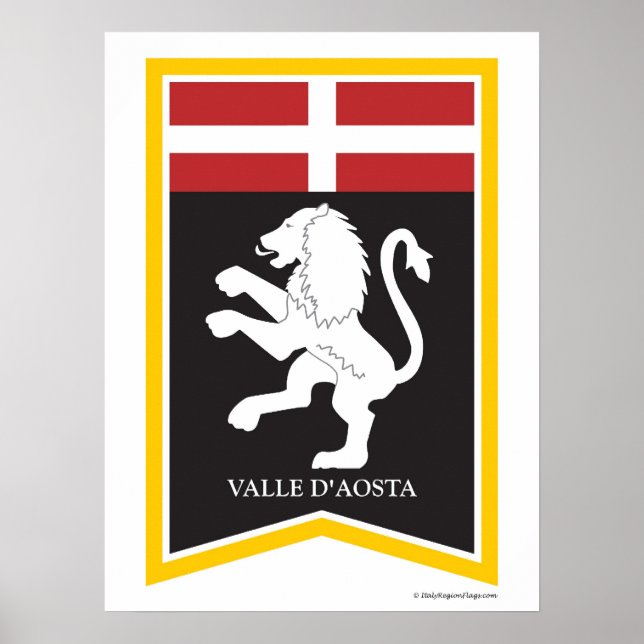 Valle D'Aosta Itália Regional Crest Art Impressão (Frente)