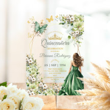Valsa Floral Esmeralda Dourada Quinceañera