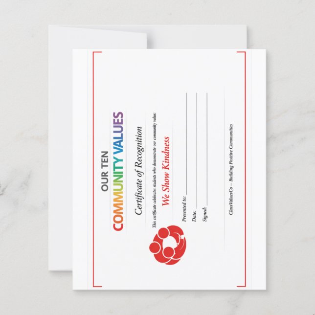 Value Inclusion Certificate 4.5x 5.6 Paper Sheet (Frente)