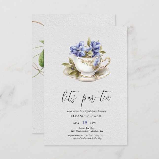 Vamos ao Convite de festas de chá (Frente/Verso)