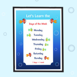 Vamos Aprender os Dias da Semana Poster para Crian