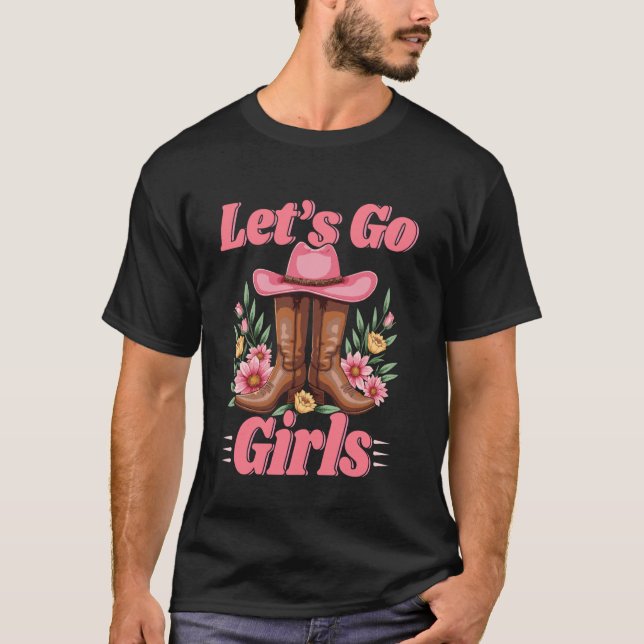 Vamos Camisetas de Meninas Retro Rodeio Ocidental  (Frente)