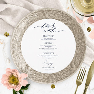 Vamos Comer ao Redor do Cartão de Menu de Casament