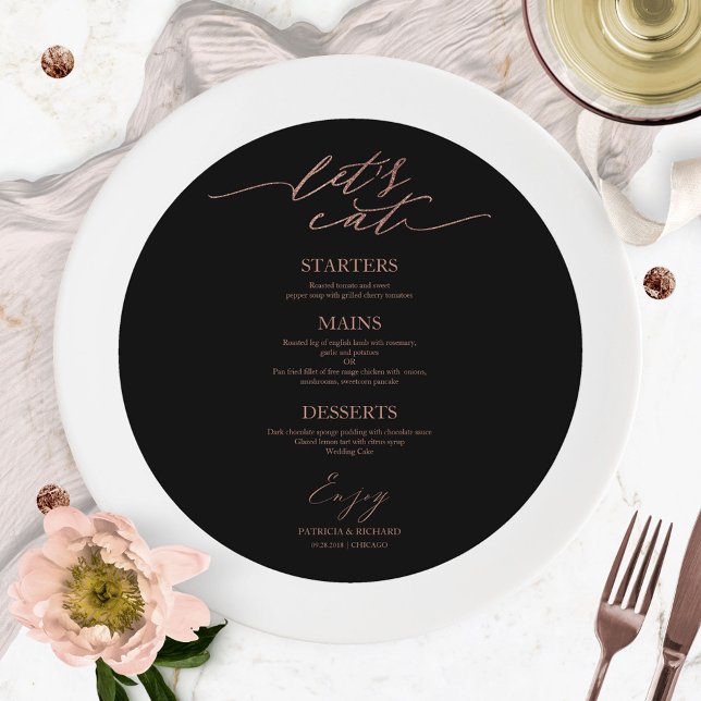 Vamos Comer ao Redor do Cartão de Menu de Casament (Criador carregado)