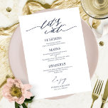 Vamos Comer Cartão de Menu de Casamento Chic Scrip<br><div class="desc">Um simples cartão de menu de casamento com caligrafia chic. Eu ofereço um serviço de personalização gratuito,  se você tiver alguma dúvida ou pedido especial,  por favor sinta-se à vontade para entrar em contato comigo.</div>