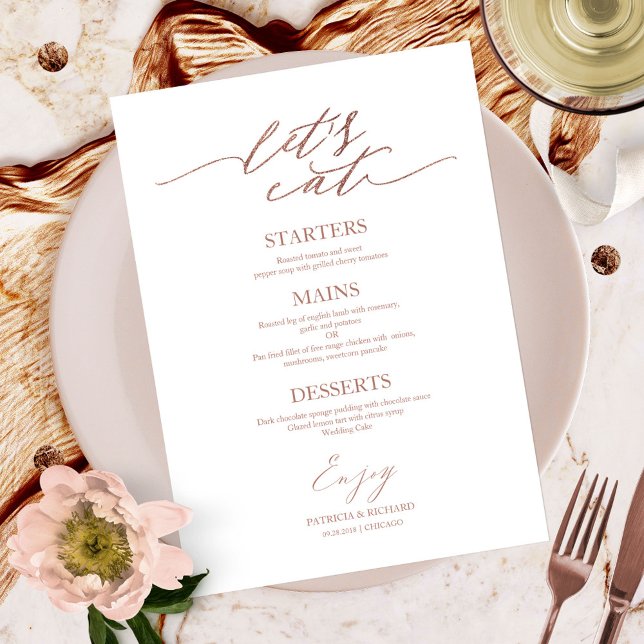 Vamos Comer Cartão de Menu de Casamento Script Chi (Criador carregado)