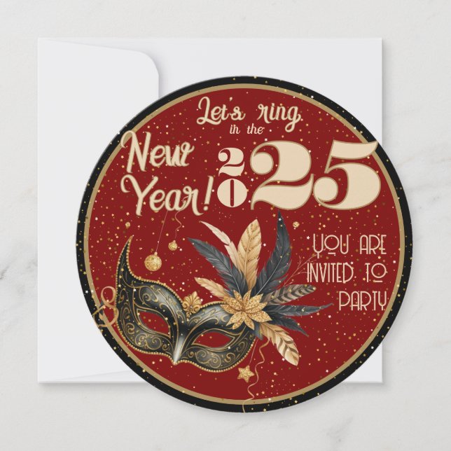 Vamos da festa de Ano Novo Glamorous Red Black (Frente)