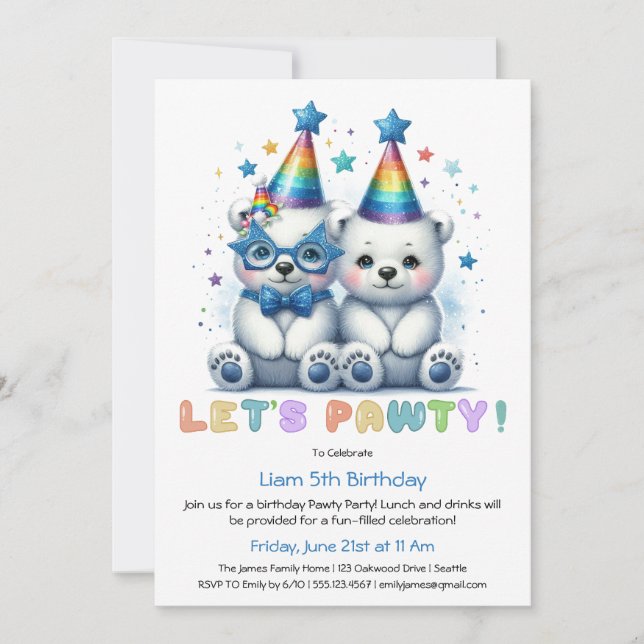 Vamos Fazer uma Festa! Convite de aniversário de u (Frente)