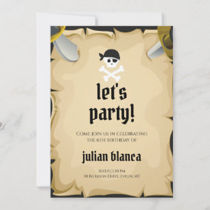 Vamos Fazer uma Festa Convite de Aniversário Pirat