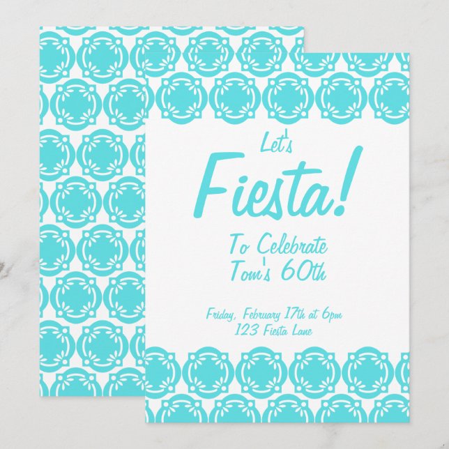 Vamos Festejar! Convite Azul Personalizável (Frente/Verso)