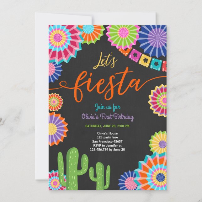 Vamos Fiesta convite para Birthday Cactus Mexicano (Frente)