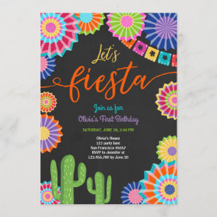 Vamos Fiesta convite para Birthday Cactus Mexicano