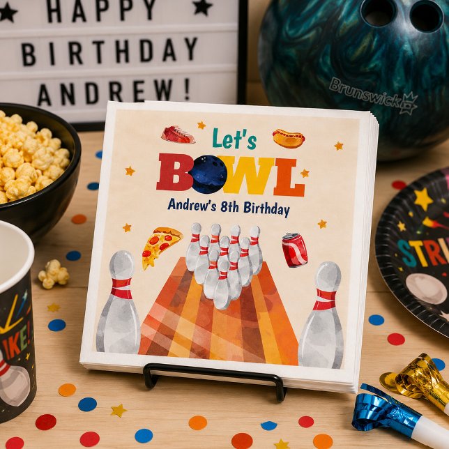 Vamos Jogar Boliche Guardanapos de Aniversário (Criador carregado)