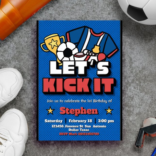 Vamos Kick It - Convite Para Futebol (Let's Kick It - Football Soccer Invitation)