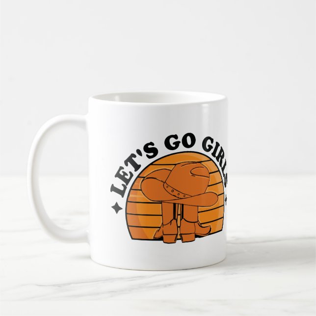 Vamos Lá Garotas Botas de Vaqueira Caneca de Café  (Esquerda)