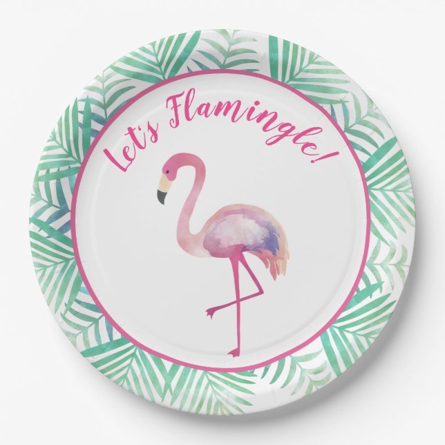 Vamos Prato de Papel Tropical Flamingo Flamingle (Frente)
