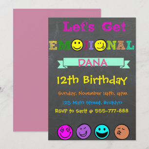 Vamos Recebe Emojinal, Emoji Girl Birthday Convite