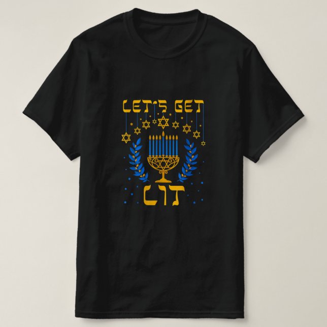 Vamos Sai Hanukkah Camisa Judia Menorah Ch Judeu (Frente do Design)