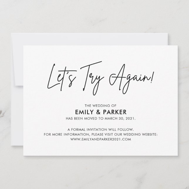 Vamos Tenta Novamente Anúncio de Adiamento de Casa (Frente)