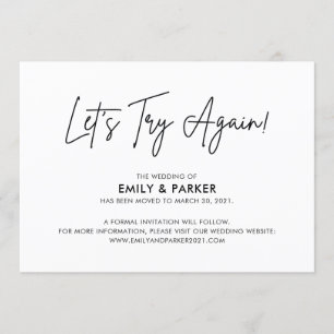 Vamos tentar novamente Anúncio de adiamento de cas