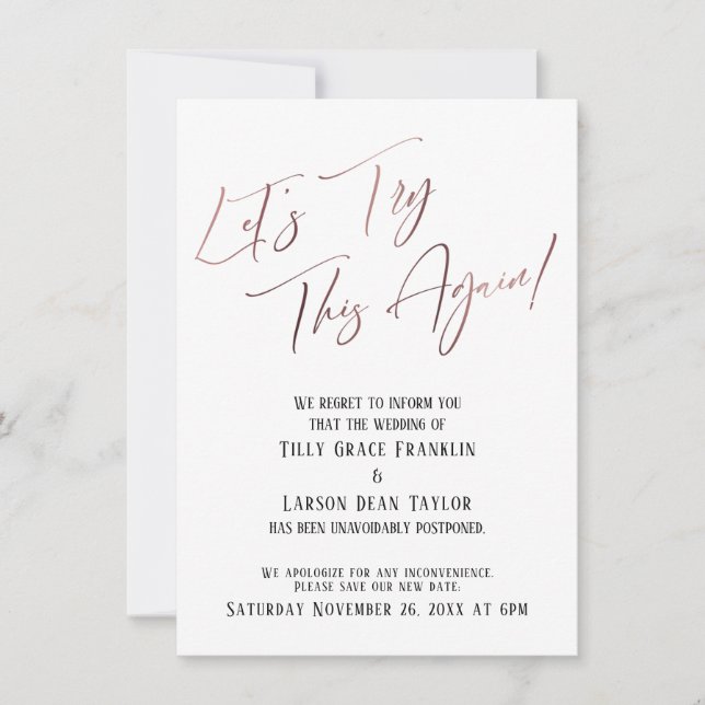 Vamos Tente Novamente Este Cartão De Casamento Adi (Frente)