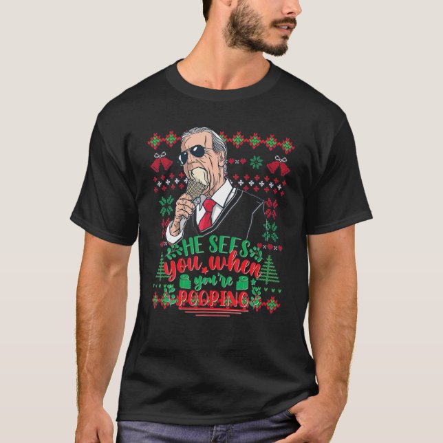 Vamos Vai Feliz Natal Suéter Engraçado Poopy Joe P (Frente)