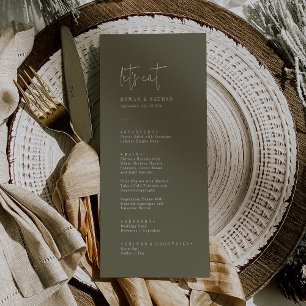 Vamos Verde-Azeitona Moderno no Menu Casamento