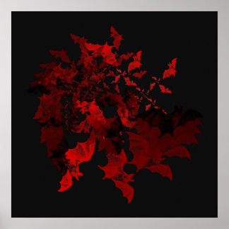 Vampiro Bats Red Poster