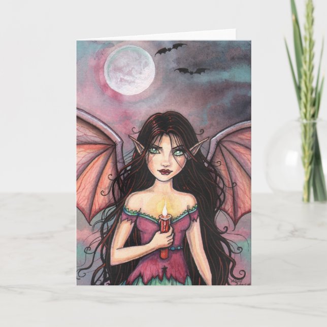 Vampiro de Halloween com Cartão de Vela (Frente)