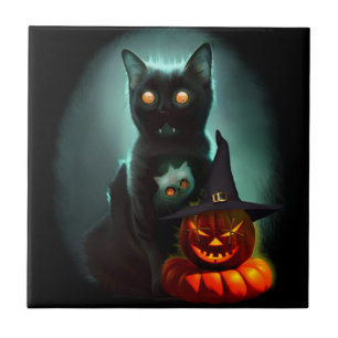 Vampiro Gato e Mágico Pumpkin Halloween Surreal