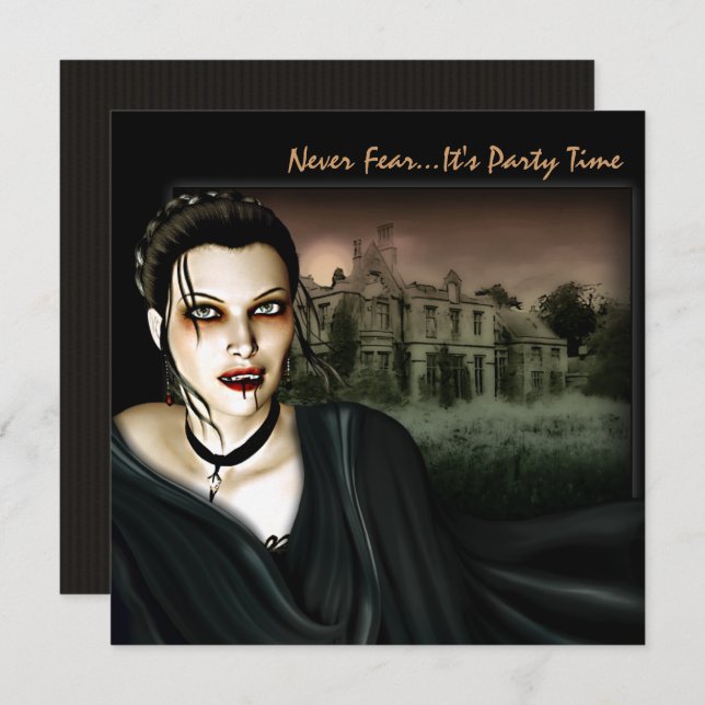 Vampiro No Convite de festas Gótico Hall (Frente/Verso)