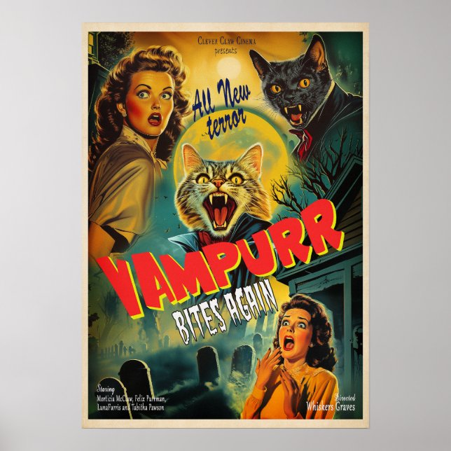 Vampurr Morde Novo - poster de terror retrô (Frente)