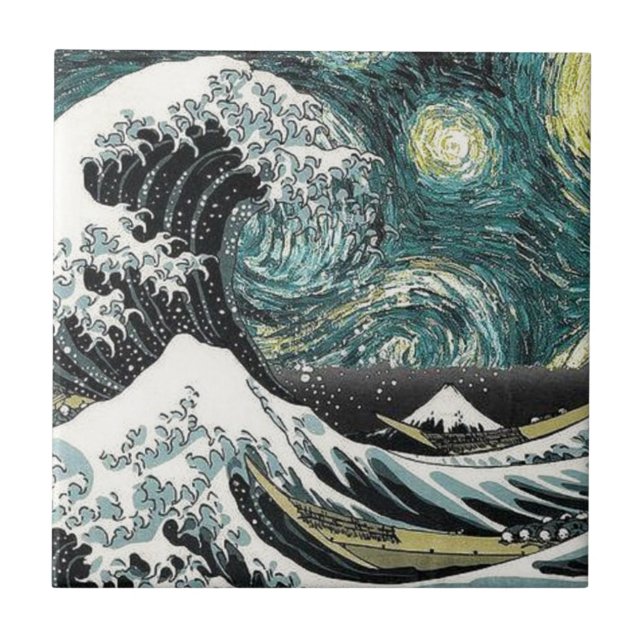 Van Gogh a noite estrelado - Hokusai a grande onda (Frente)