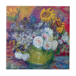 Van Gogh - ainda vida com rosas e girassóis