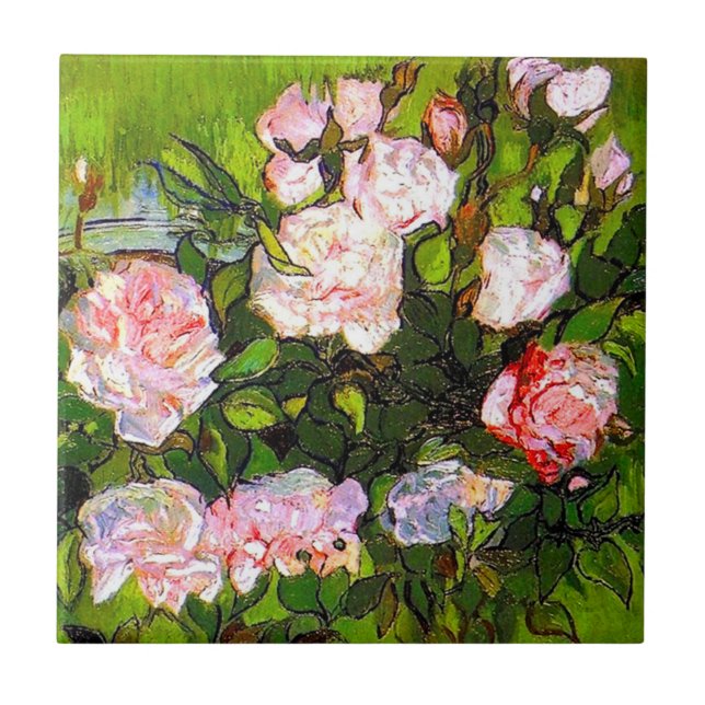 Van Gogh ainda vive com rosas rosa (Frente)