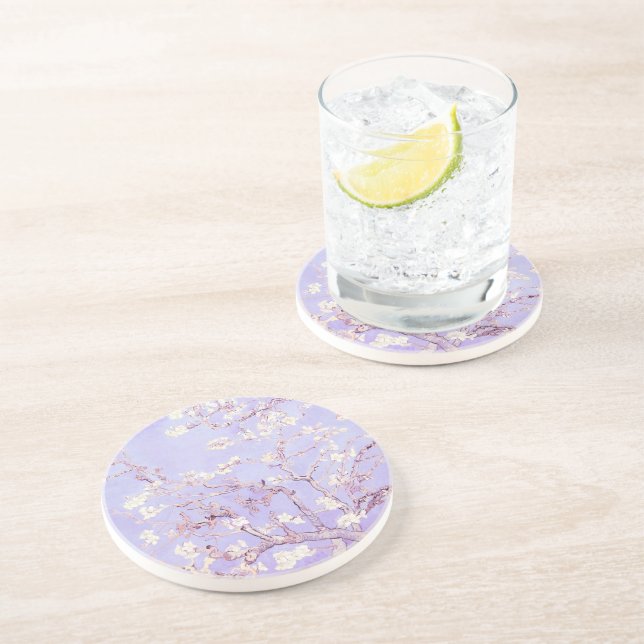 Van Gogh Almond Blossoms Lavender Porta copos Sand (Lateral)