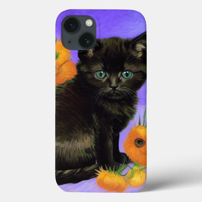 Van Gogh Black Kitten com Girassóis (Verso)