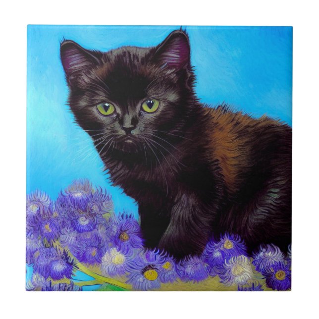 Van Gogh Cat e Flores (Frente)