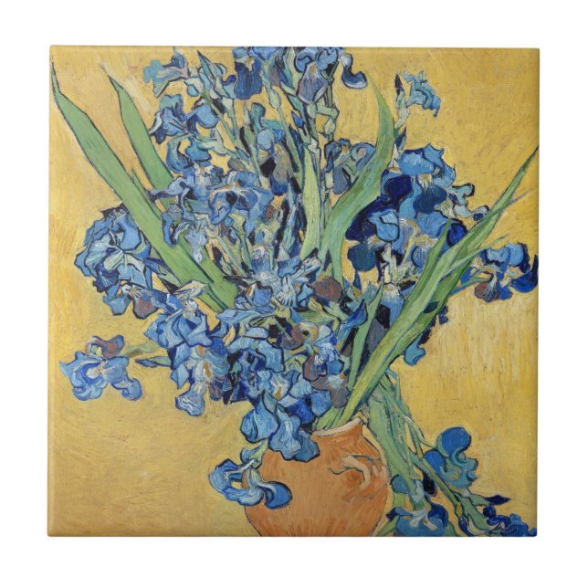 Van Gogh Irises Vase Flowers Florais Arte Estática (Frente)
