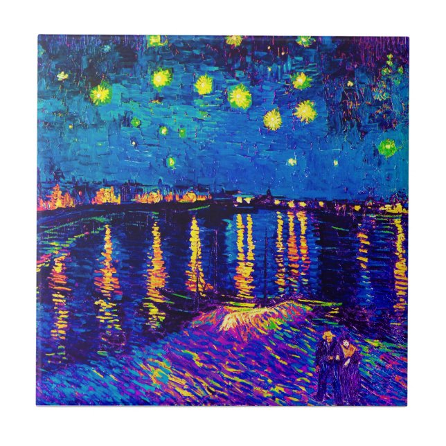 Van Gogh - Noite Estrelada Sobre O Rhone Pop Art (Frente)